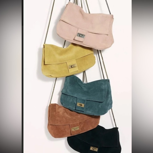Free People Handbags - Free People Suede Flap Shoulder Bag - Teal